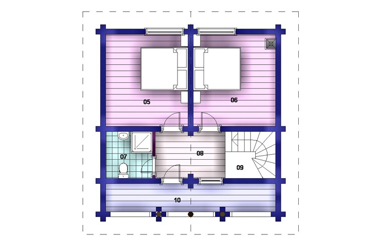 план мансарды проекта деревянного дома c-102